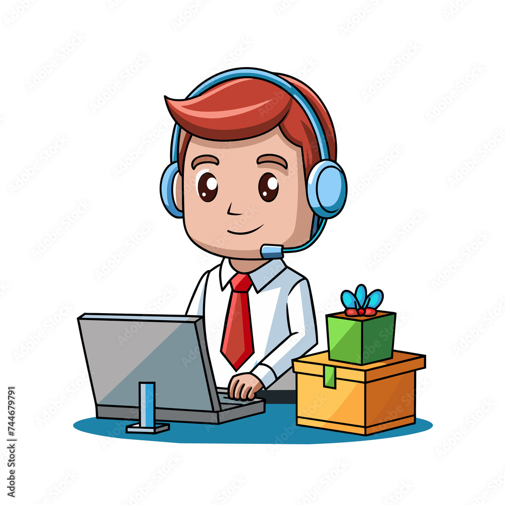 Vector illustration of customer service, call center operators icons with headsets. Vector illustration of customer service, call center operators icons with headsets.