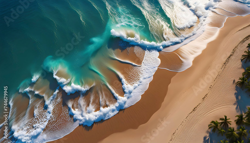 close-up of the sea washing the sand of a Caribbean beach, ocean vacation concept,