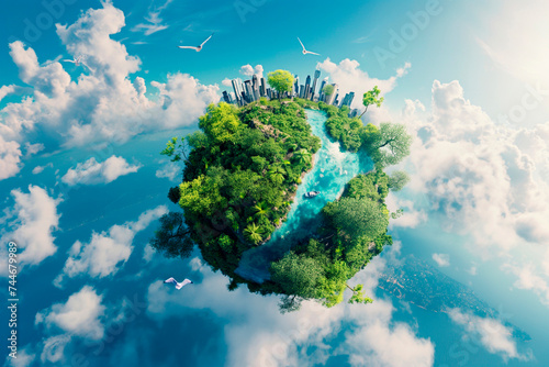 concept of a clean planet with clean air and green vegetation, clean oceans © mirifadapt