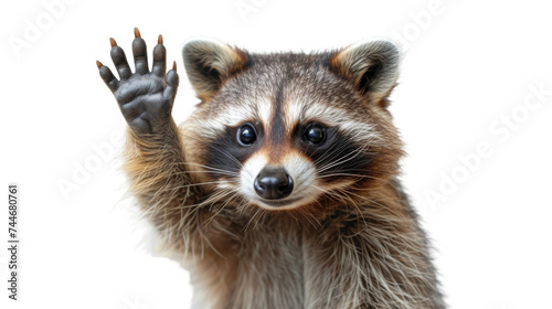 Raccoon With Paws Raised Up in Air
