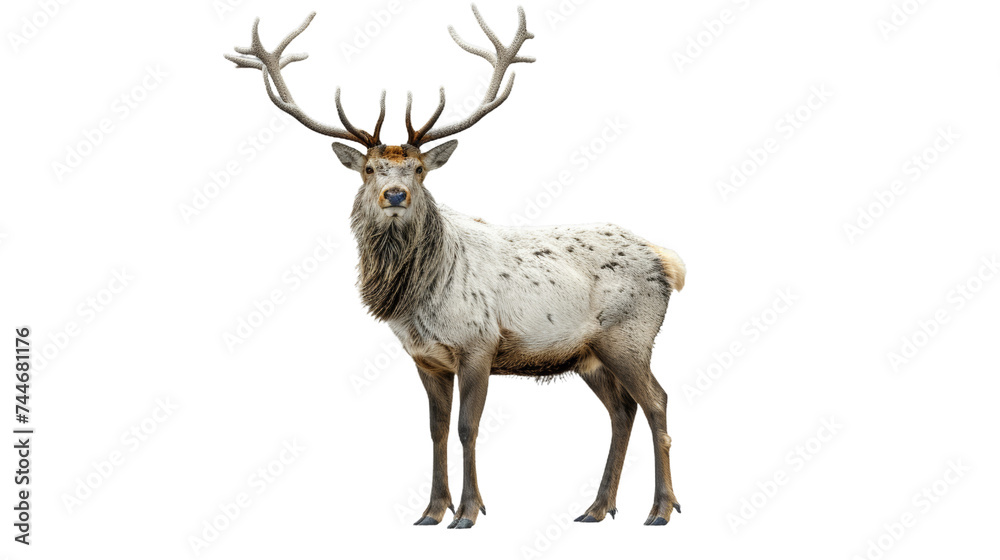 White Deer With Antlers on White Background White Deer With Antlers on White Background