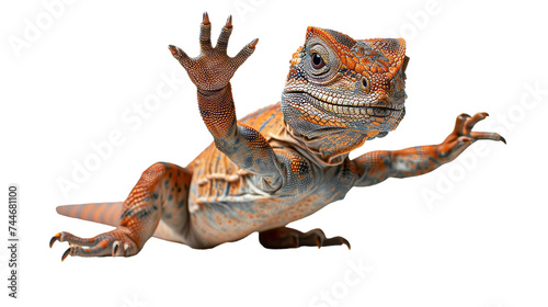 Lizard Rearing Hand Up in Air