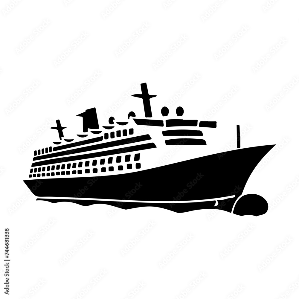 cruise ship black silhouette logo svg vector, cruise ship icon illustration.
