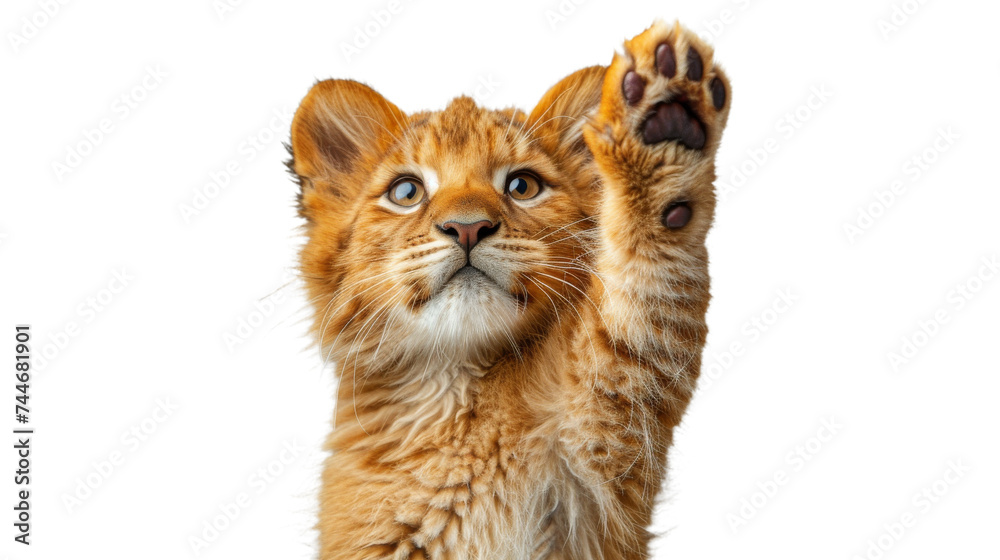 Small Orange Cat Standing With Paws Raised