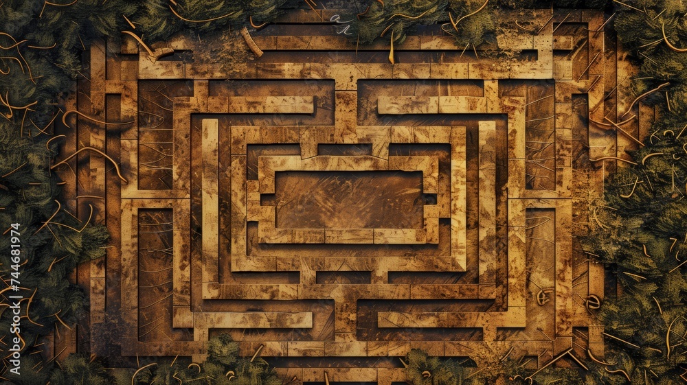 Yellow labyrinth, complex problem solving concept
Yellow labyrinth, complex problem solving concept
