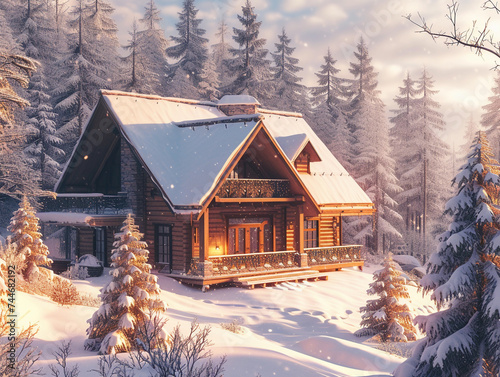 Snowy Twilight Cabin Hideaway