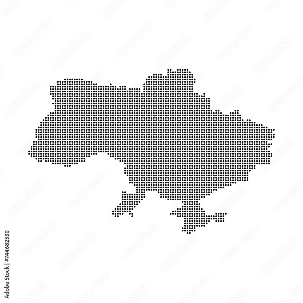 Ukrainian map with dot pixels