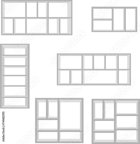 3d White Floating shelves on a white wall background