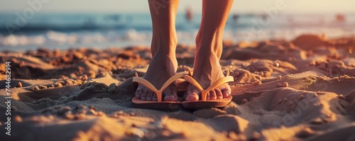 Summer's Unofficial Shoe, Flip Flops in the Sand for Beachside Bliss photo