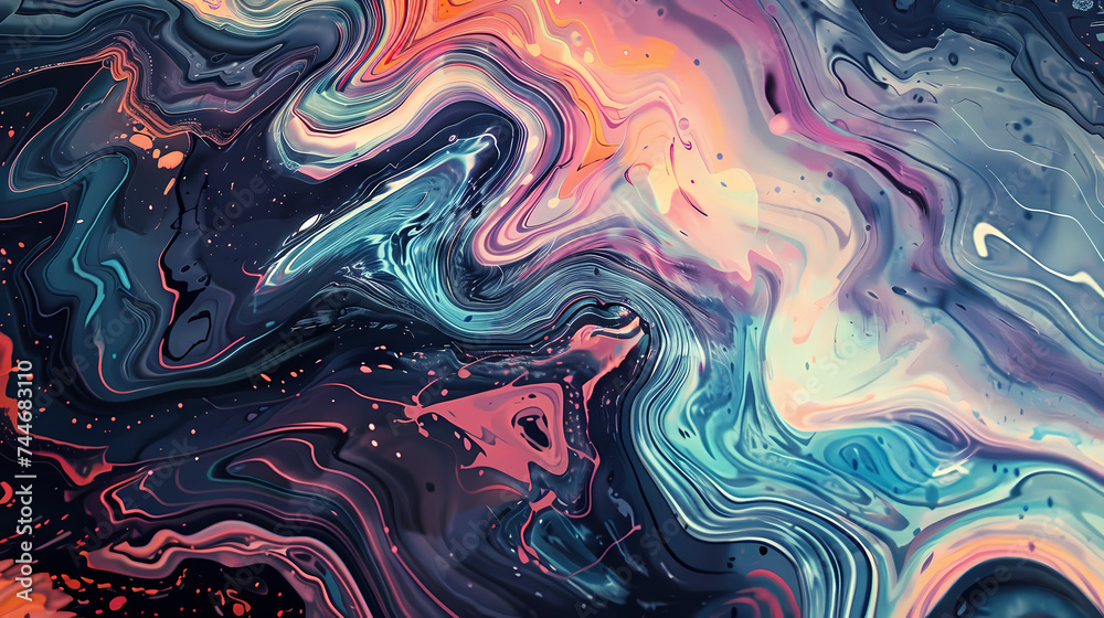 Vivid Abstract Liquid Art in Swirling Colors