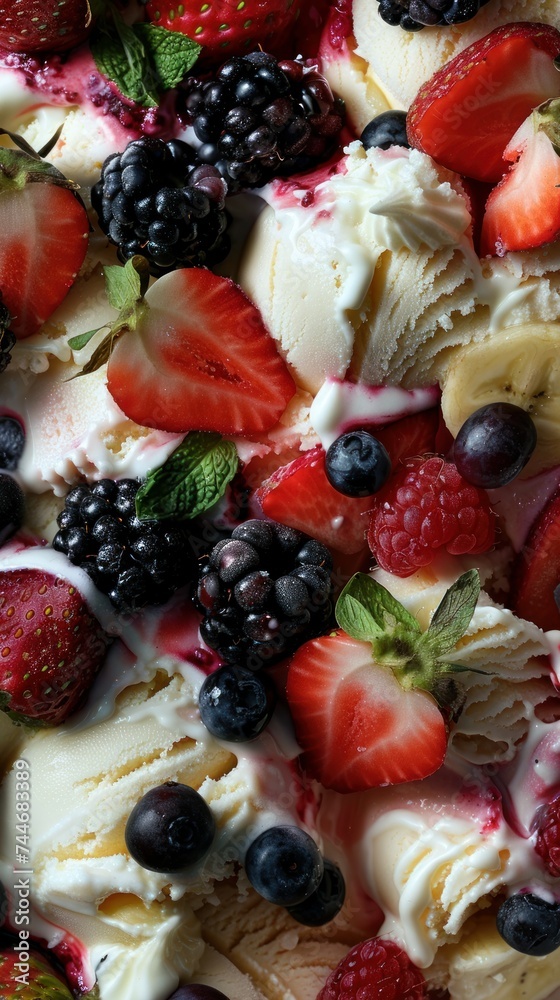 Delectable homemade strawberry shortcake in a summer setting close up on layers of freshness and flavor Delectable homemade strawberry shortcake in a summer setting close up on layers of freshness and flavor