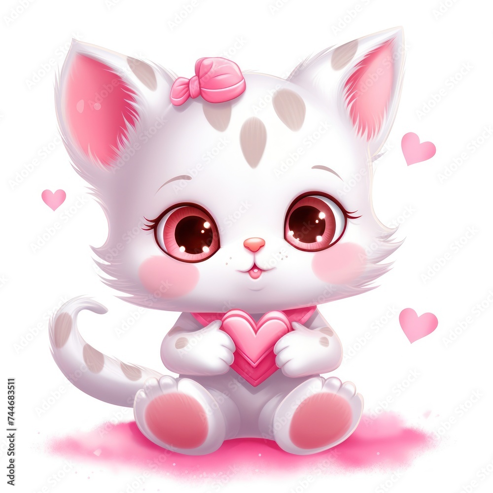 Cute Kitten in Pink Coat with Hearts Easter Bunny Scrapbooking Digital Paper Cute Kitten in Pink Coat with Hearts Easter Bunny Scrapbooking Digital Paper