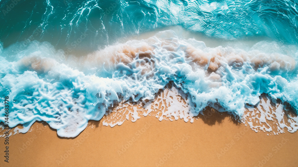 Beautiful seascape with waves and sandy beach