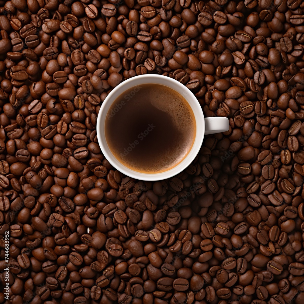 cup of coffee. coffee cup on a coffee bean background cup of coffee. coffee cup on a coffee bean background