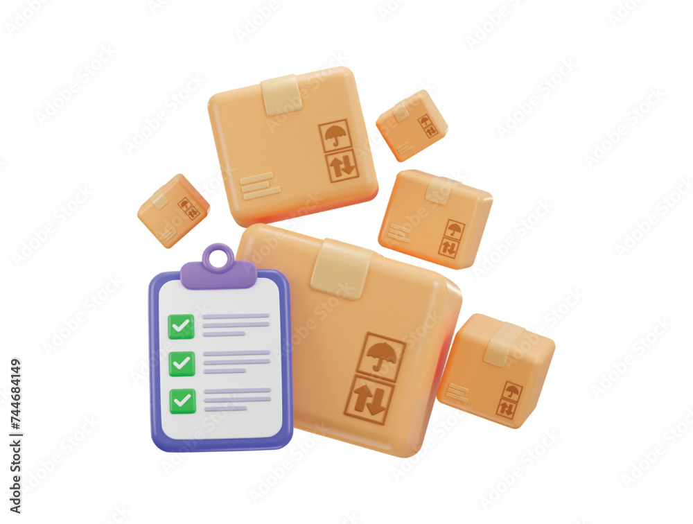 Obraz premium checklist with delivery package icon 3d rendering vector illustration