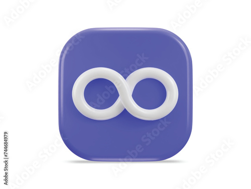 infinity symbol with button 3d rendering vector icon illustration