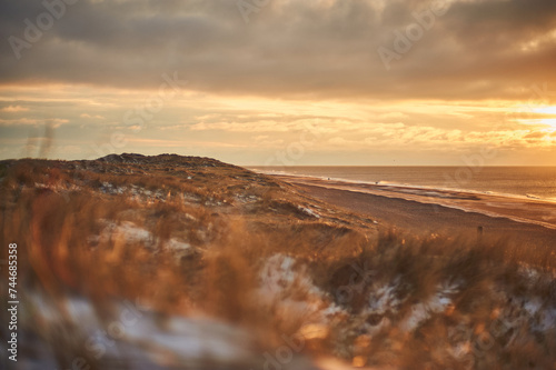 Sunset in winter on denmarks coast. High quality photo