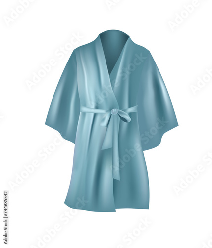 Blue silk bathrobe, vector illustration