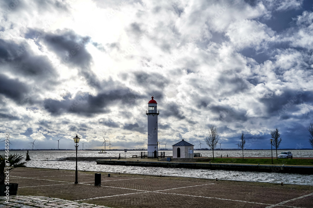 Hellevoetsluis lighthouse.
Hellevoetsluis, Voorne aan Zee, South Holland, Netherlands, Holland, Europe.
