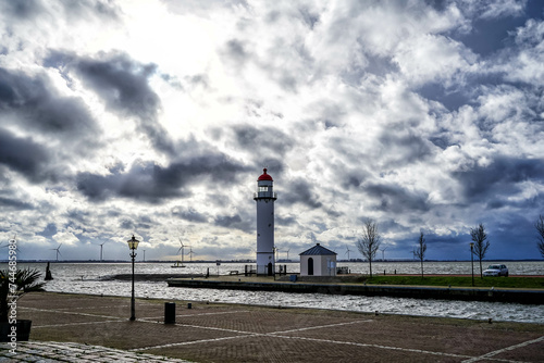 Hellevoetsluis lighthouse. Hellevoetsluis, Voorne aan Zee, South Holland, Netherlands, Holland, Europe. 
