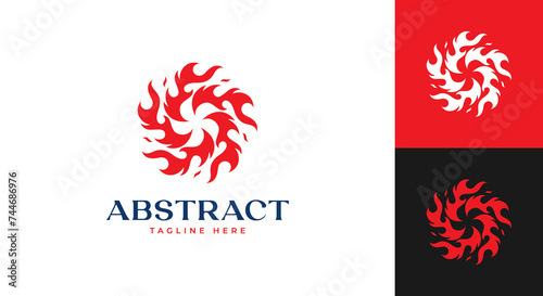 abstract fire logo vector illustration  circle flame logo 