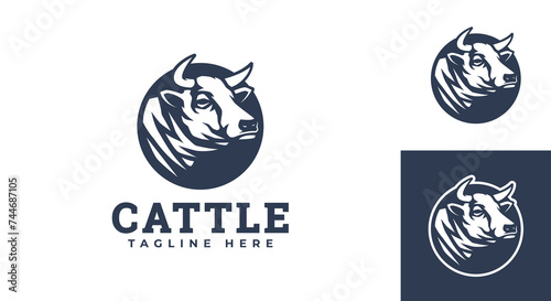 cow logo vector illustration, cattle logo template