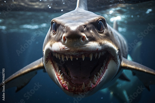 scary shark face photo