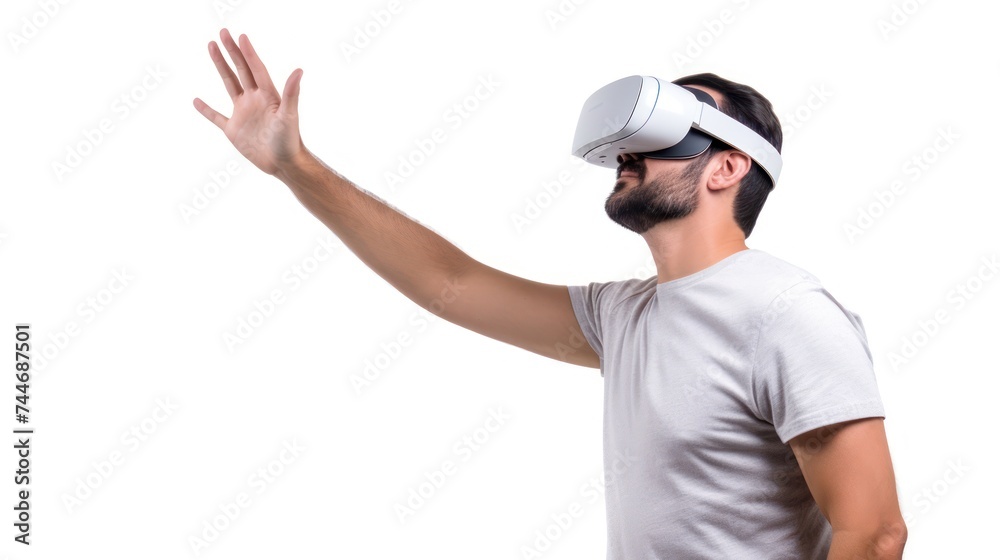 Immersive VR Experience Man Gesturing with Headset 4K Photorealistic Render Immersive VR Experience Man Gesturing with Headset 4K Photorealistic Render