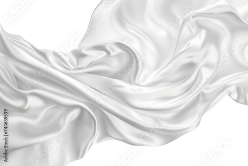 White Silk Fabric Fluttering in the Wind. A white silk fabric billowing in the wind, creating elegant and fluid movements.