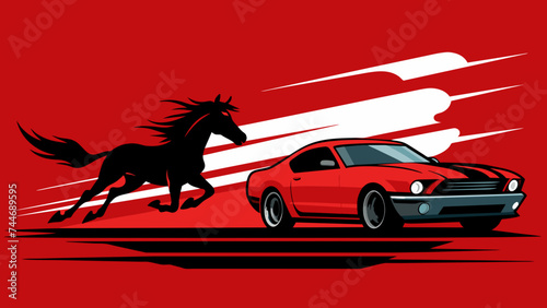 horse racing car photo