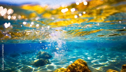 水中写真 キラキラとした美しい光が差し込む水中