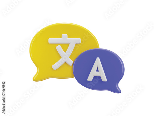 Language translator symbol of user communication language icon 3d rendering vector illustration