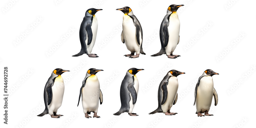 Fototapeta premium Collection of penguin isolated on a white background as transparent PNG