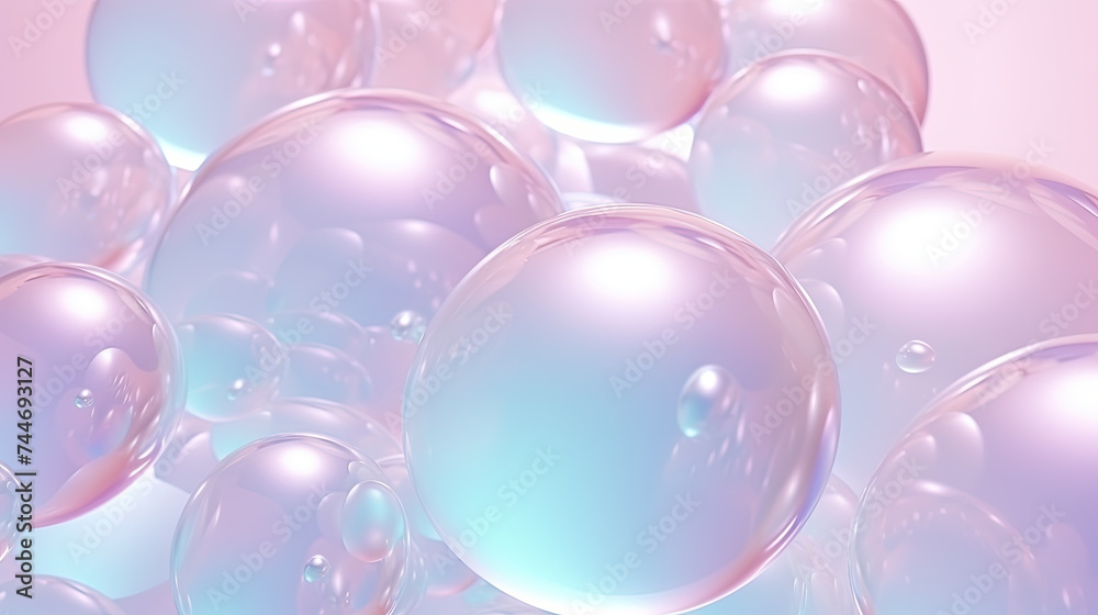 Abstract background with soft bubbles in pink and blue light. Holographic bubbles backdrop. Abstract background with soft bubbles in pink and blue light. Holographic bubbles backdrop.