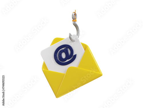 phishing email on cyber security icon 3d rendering vector illustration