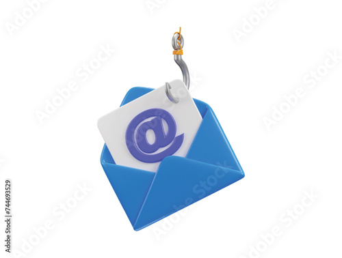 phishing email on cyber security icon 3d rendering vector illustration