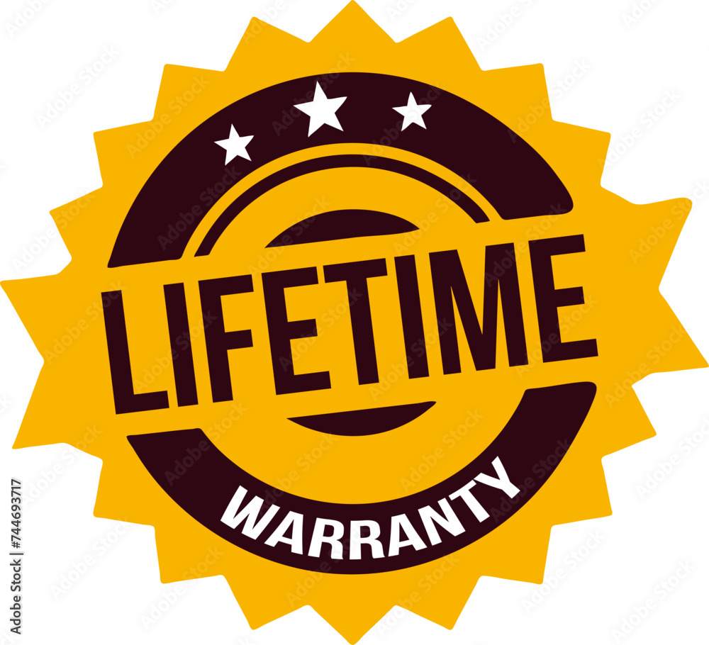 Lifetime Warranty rubber stamp label, warranty badge
