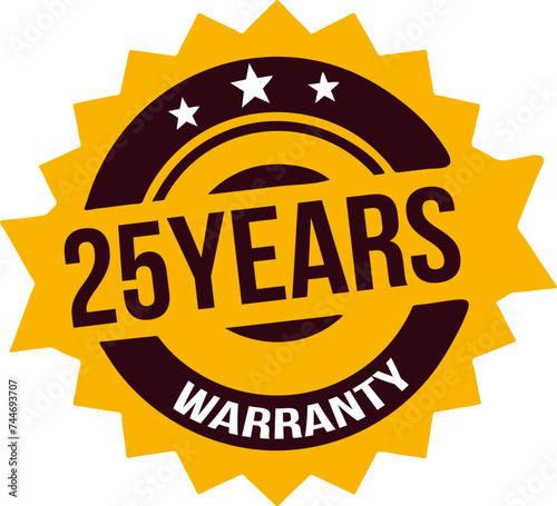 25 years Warranty rubber stamp label, warranty badge