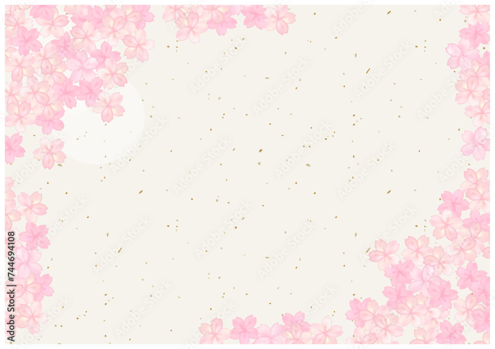 桜が美しい春の和風フレーム背景41和紙