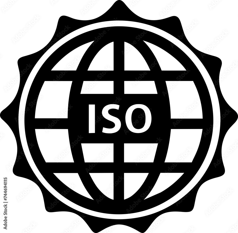 ISO certified label stamp, International Organization for Standardization ISO certified label stamp, International Organization for Standardization