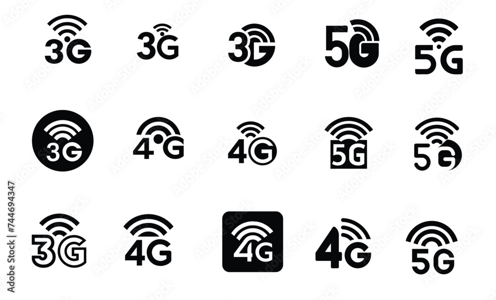 3G, 4G and 5G icon symbol signs 3G, 4G and 5G icon symbol signs