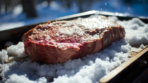 steak on ice or salt - a culinary innovation