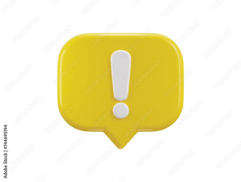 3d exclamation sign message warning or danger risk message alert problem icon illustration 3d exclamation sign message warning or danger risk message alert problem icon illustration