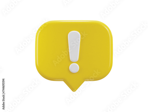 3d exclamation sign message warning or danger risk message alert problem icon illustration