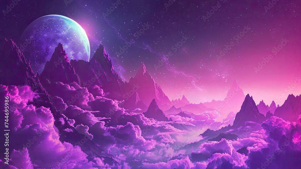 Violet neon glow sky background. colorful sky. Night sky. Purple background Violet neon glow sky background. colorful sky. Night sky. Purple background