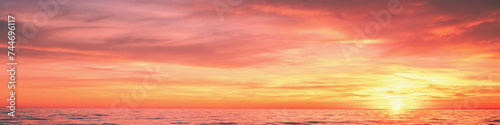 Seascape in the evening. Sunset over the sea. Dramatic sky. Horizontal banner © vvvita