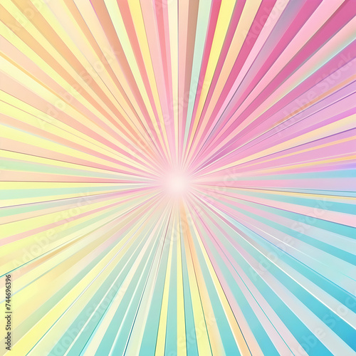 Abstract geometric ray burst rainbow background. Soft gradient pastel Colorful Comic graphic with radial stripe pattern