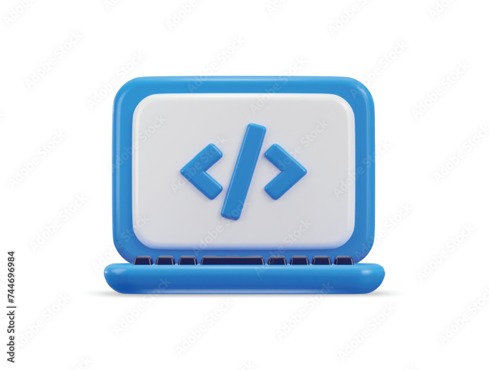 coding icon on web development icon 3d rendering vector illustration coding icon on web development icon 3d rendering vector illustration
