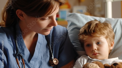 Dedicated nurse provides tender care to children, offering heartfelt compassion and ensuring a nurturing environment that promotes well-being and comfort throughout the healing process.