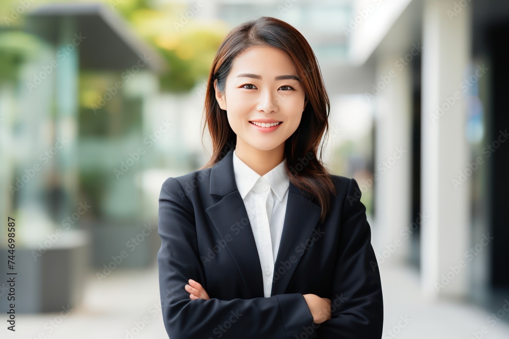 Successful Japanese Businesswoman Smiling A Vision of Professionalism Successful Japanese Businesswoman Smiling A Vision of Professionalism